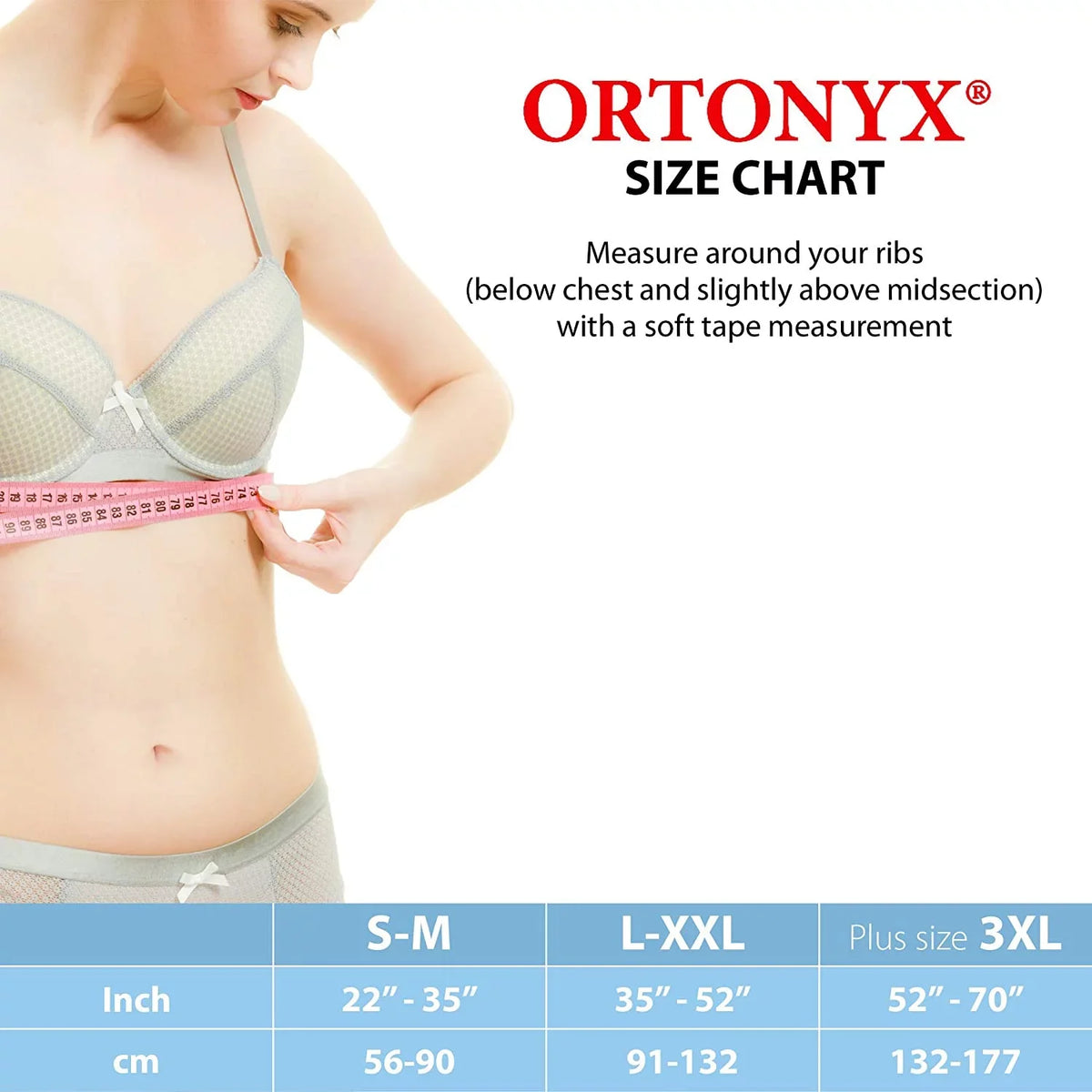 Wrap dimension Rib Belt ORTONYX Rehabilitation - Broken Comppression Beige Support 6.25" Dislocated / Cracked, Fractured, Post-Surgery of Unisex Plus ACOX5226-BG-3XL Chest Elastic Ribs Aid - Brace 3XL