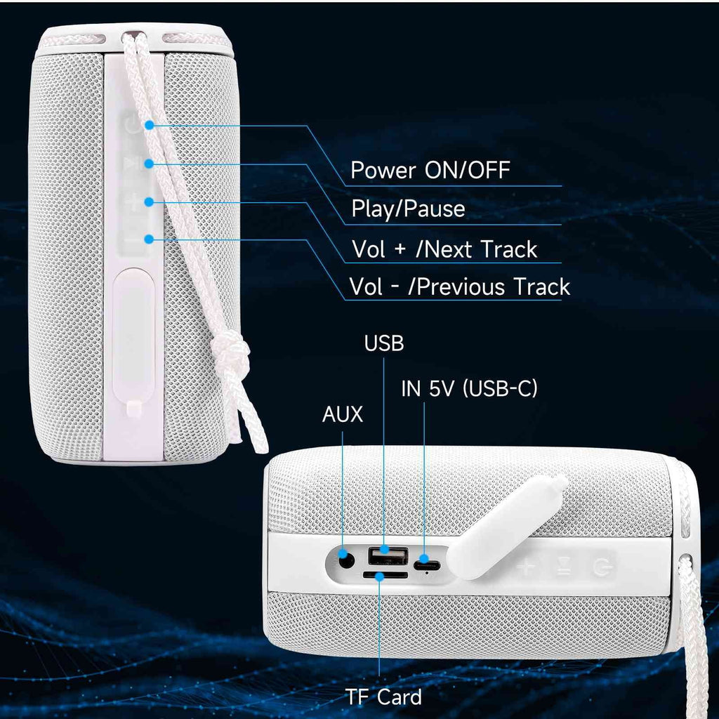 Scorpio Speaker, for HD 360° Q51 White Bass, Surround with True BT5.3, Wireless Punchy - Sound UrbanX Pairing, LG IPX5 Speaker Series Portable Waterproof Bluetooth Speakers