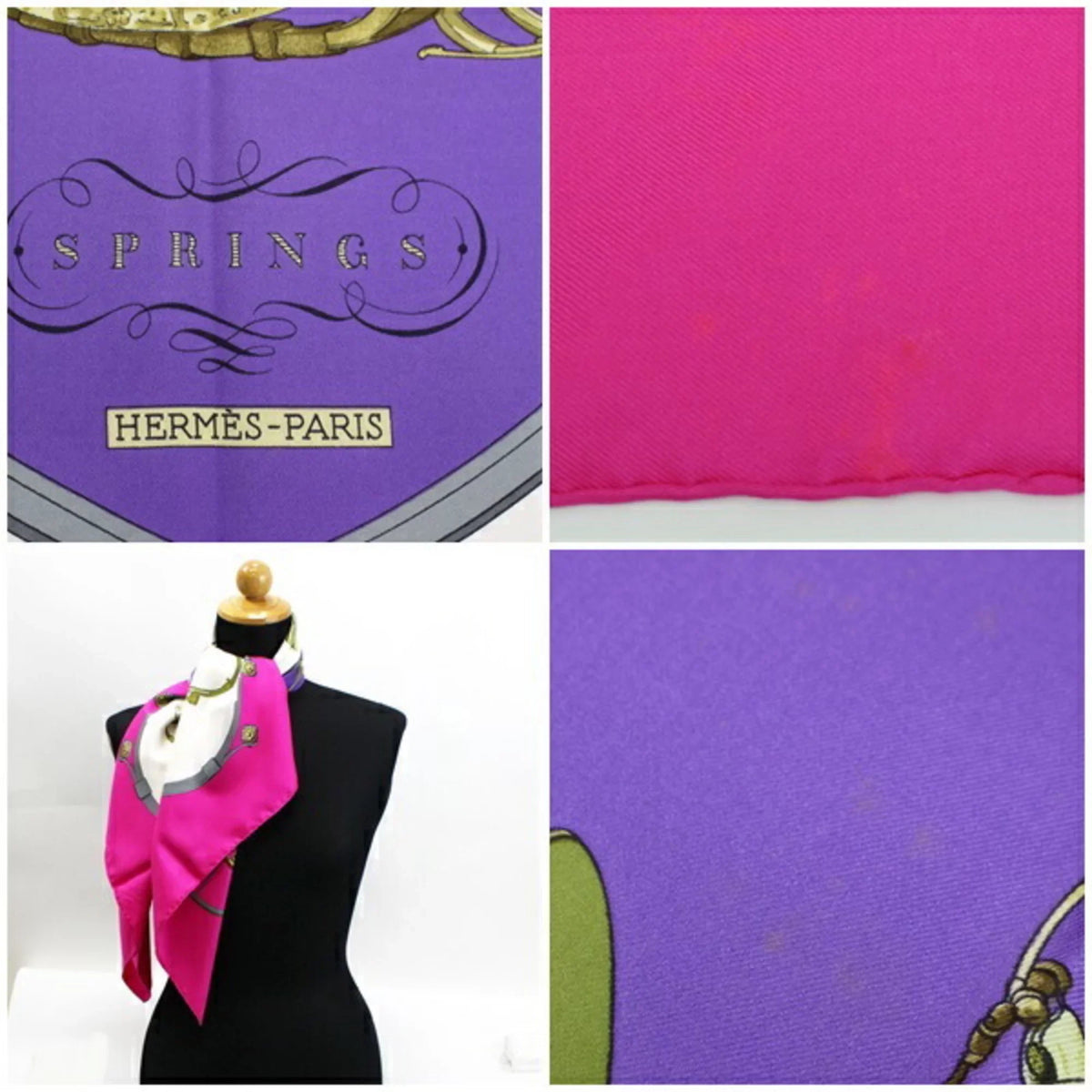 | (Good) Ladies For 90 Carre Scarf Pre-Owned HERMES Pink "SPRINGS" Hermes Springs