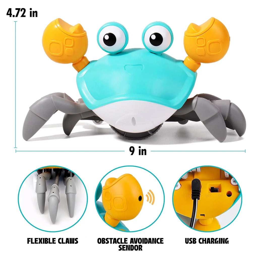 Music Toddlers Walking Infant Baby Toy Toys Learning And Gift Interactive Kids Tummy Development Crawling Gifts Caelan For & Colorful Birthday Crawl, Crab: Time For