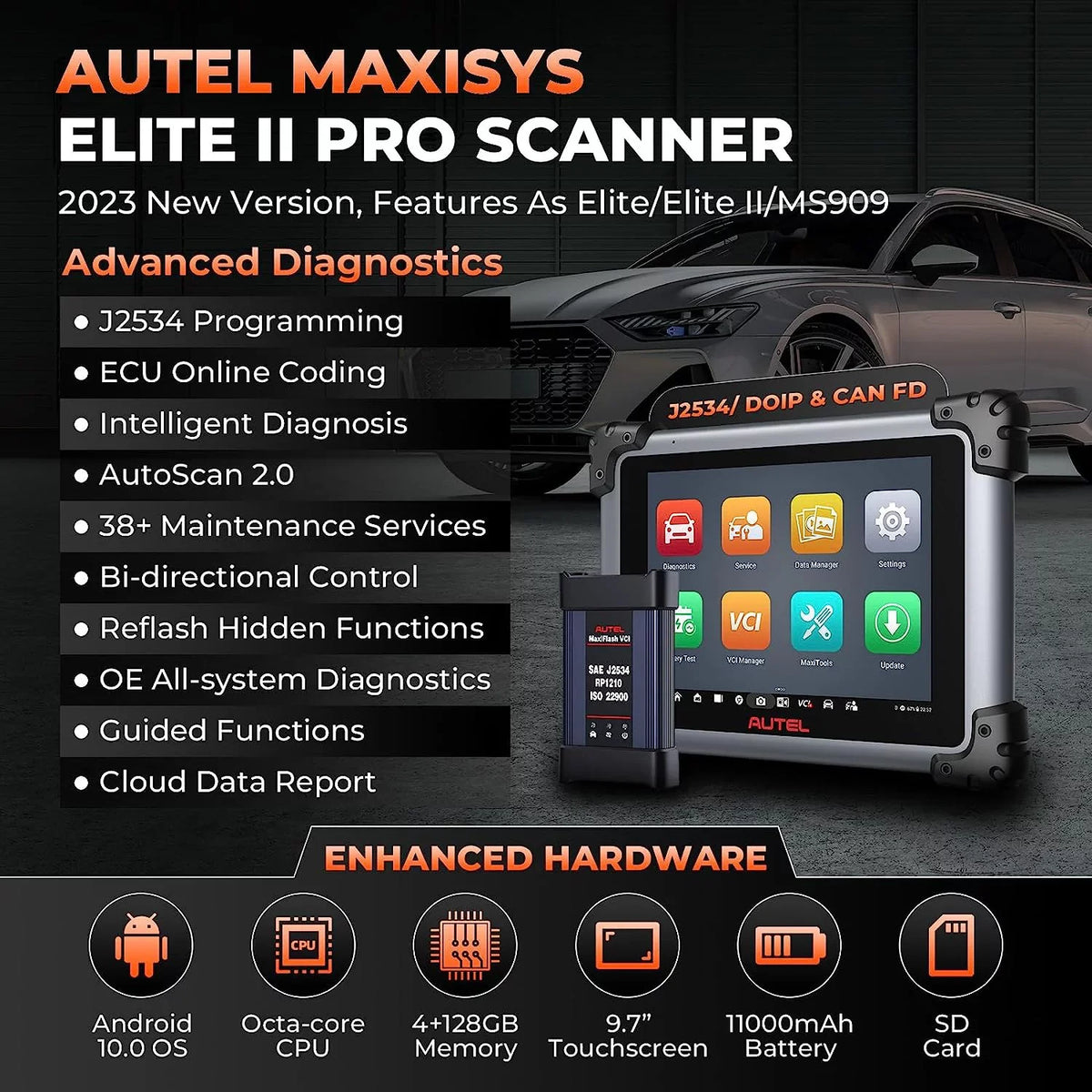 2 Coding, J2534 Services II Scan MS919/ 38+ Diagnostic Elite & 2 Autel Ver. Diagnostic of New Car Programming Elite ECU Tool Years Intelligent 2.0, MaxiSys MS909/ Pro Free