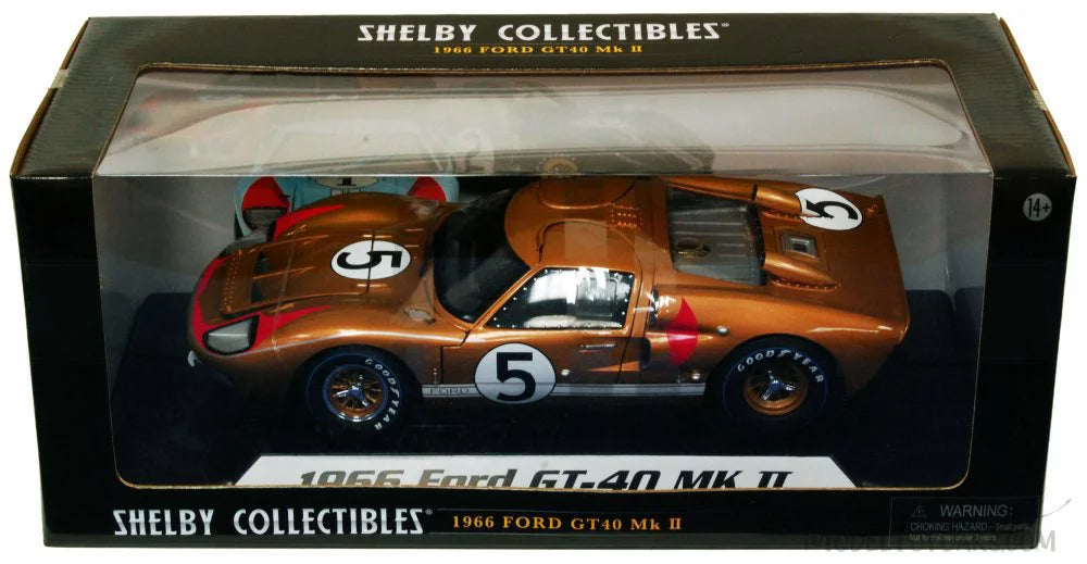 '- Car II 1966 - Toy GT-40 Model 1/18 Scale Diecast SC403 Shelby #5, Gold MK