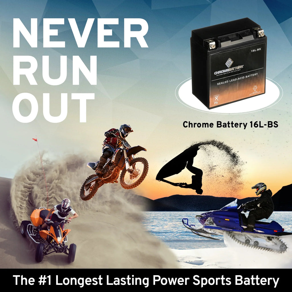 650cc Ah, CCA) Volt,14 Kawasaki Chrome Jet 230 (16L-BS YTX16L-BS Ski 1995 12 Battery for Jf650 Battery X2