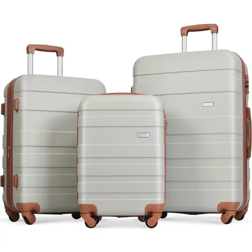 sets Sets ABS Hardshell 3pcs 20''24''28''( Hardside Expandable New Lightweight Suitcase Light Durable Model Luggage with Wheels Grey Spinner Lock Brown) Suitcase Luggage TSA and Clearance