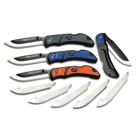 3.5" 420J2 RLY50C Stainless EDC Black, Edge Inserts Drop Tanto Point Polymer Razor-Lite Gray exterior Steel