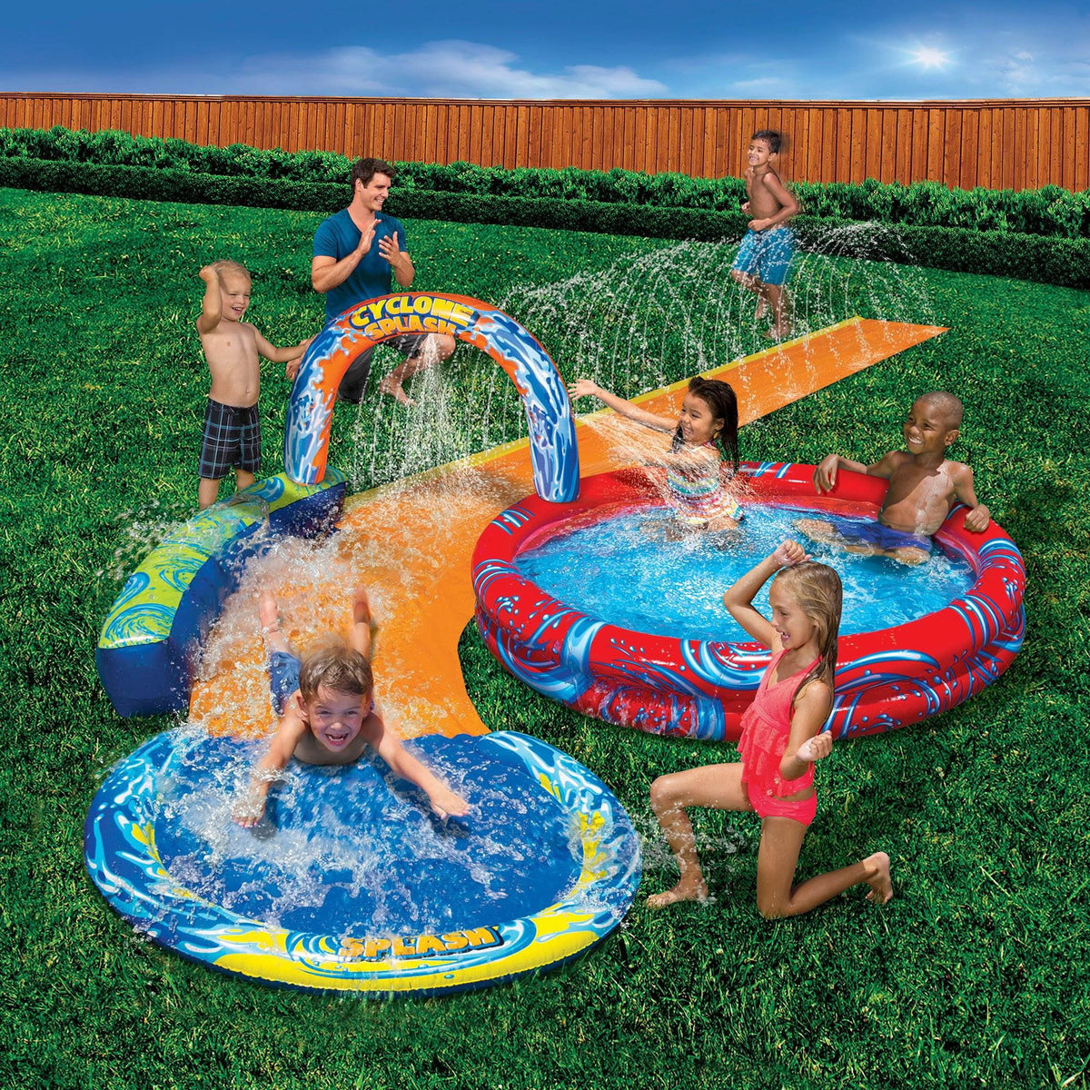 Pack Pool Splash & Bop Bumpers and Battle Banzai Gloves Inflatable Cyclone
