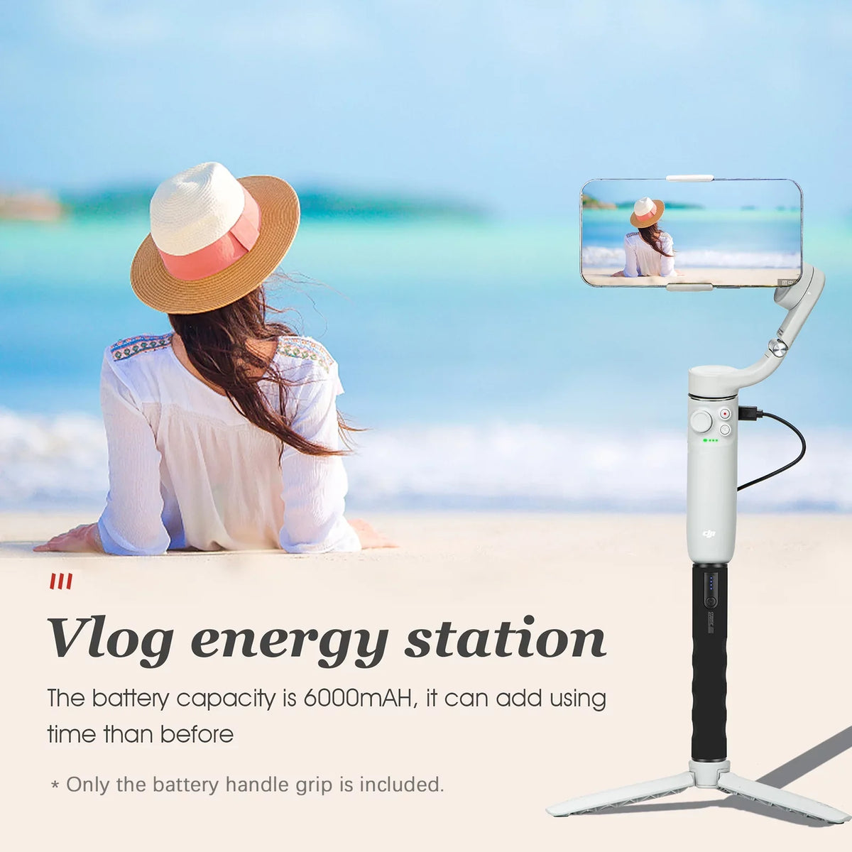 Handle 9 GoPro Multifunctional Battery Replacement 2 Large USB Action Inch Action 8 2 Capacity FIMI PALM ON Grip Walmeck Power PALM 6000mAh Charging with hero 10 OSMO Bank FIMI Port for 1/4 Screw
