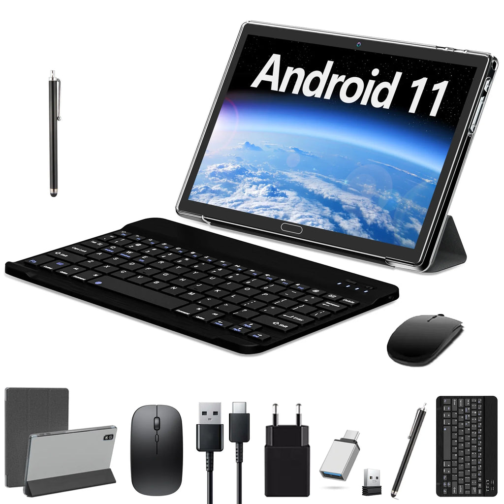 64GB with 10" Android Core 11 Rom Bluetooth Wifi 4GB Tablet Ram Tablet Arm Gps Octa Keyboard Cellular