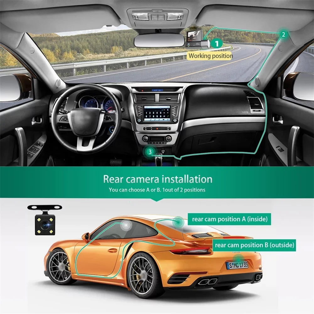 Safety 4in Recorder Video Cam Recorder Cameras Car Clear 3 Auto Car Mirror Dash Recording Gecheer Rearview Car Driving