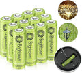 12 Battery 1200 Pack Cycles Recharge A AA, NiMH Battery Solar Household to Charged Pre Lights Double Brightown for Rechargeable and Devices, up