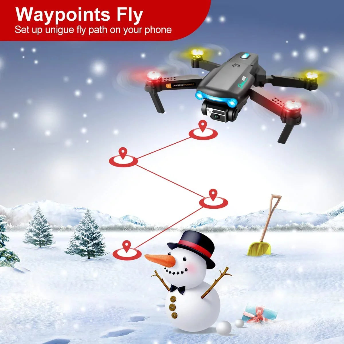 with Dual Gifts Camera,Foldable One Drone, Camera Kids for Drones with Kids Drone 3 for and Key RC Take Batteries Off/Landing FPV with Adults Beginners,Mini HD RC Adults 4K (Black) Toys Quadcopter