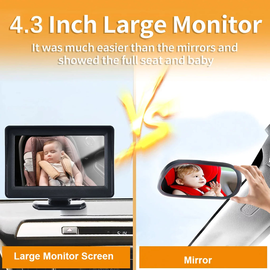 Easy Seat Baby Seat View Wide Car Monitor Vision Car Camera Baby for Night Display Camera Monitor 720P 4.3 Facing Inch Rear Mirror Car Mirror moobody Installation 150° Baby