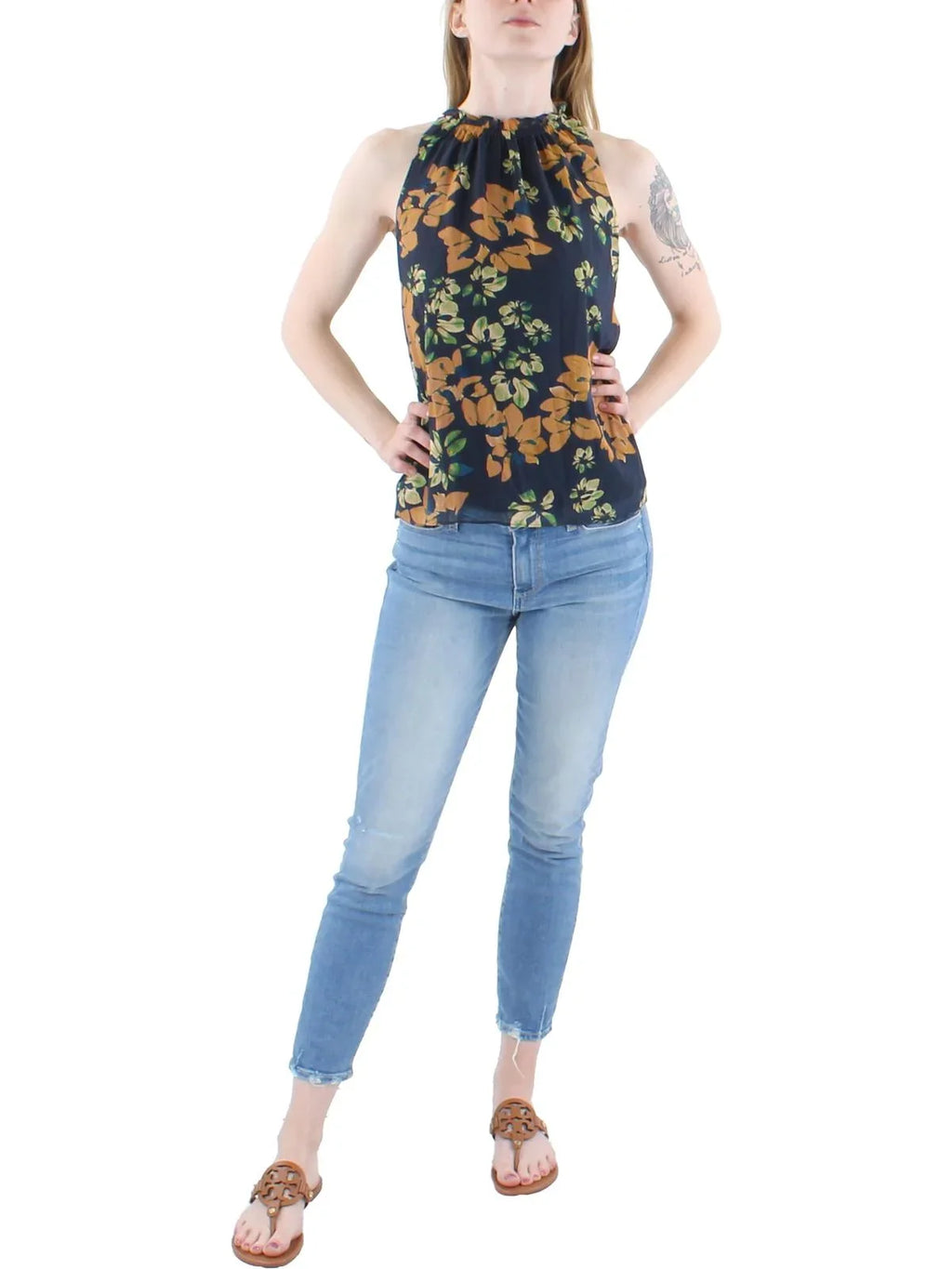 Womens Blouse Brook Floral Print Ruffled Ramy