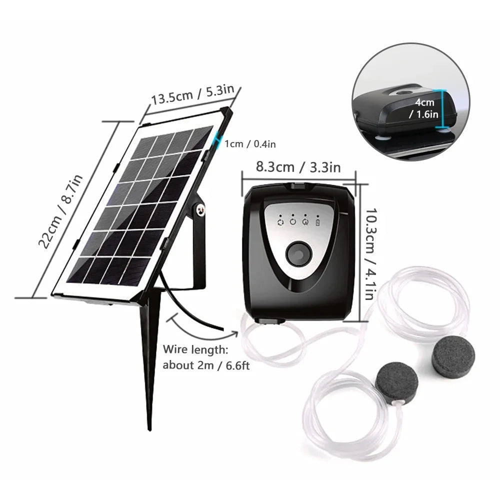 Aerator Pools Dual Pump Pipe Huiop Fish Pond Ponds Air Air Air Pump Ponds Pond Dual 3.5w Pump,Pump Bubble Solar With Air Stone Solar Pump Pump Fish Ponds Air Pump