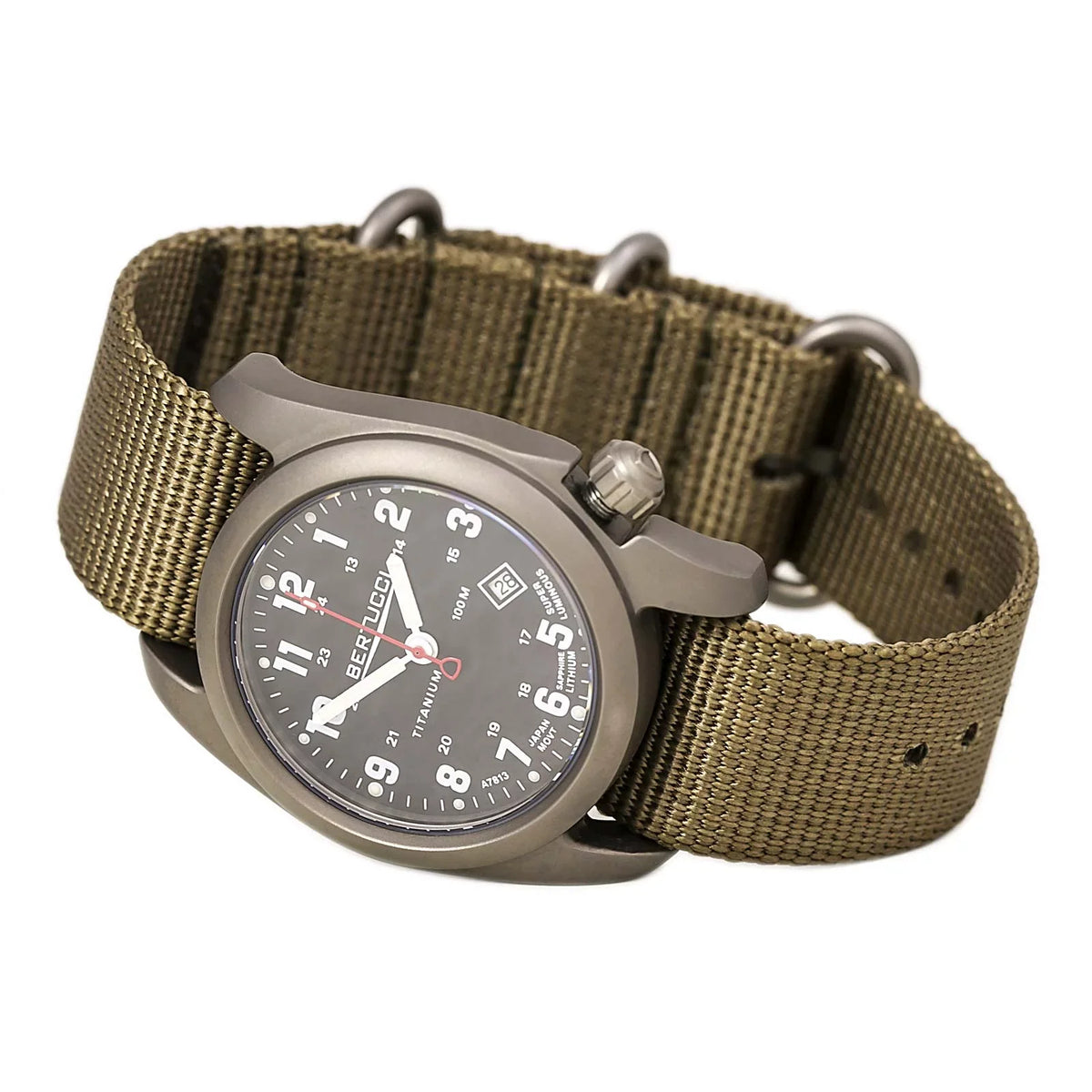 A-2T Analog Watch - - Beige - Dial Nylon Classic Mens 12724 Original Black Strap Titanium