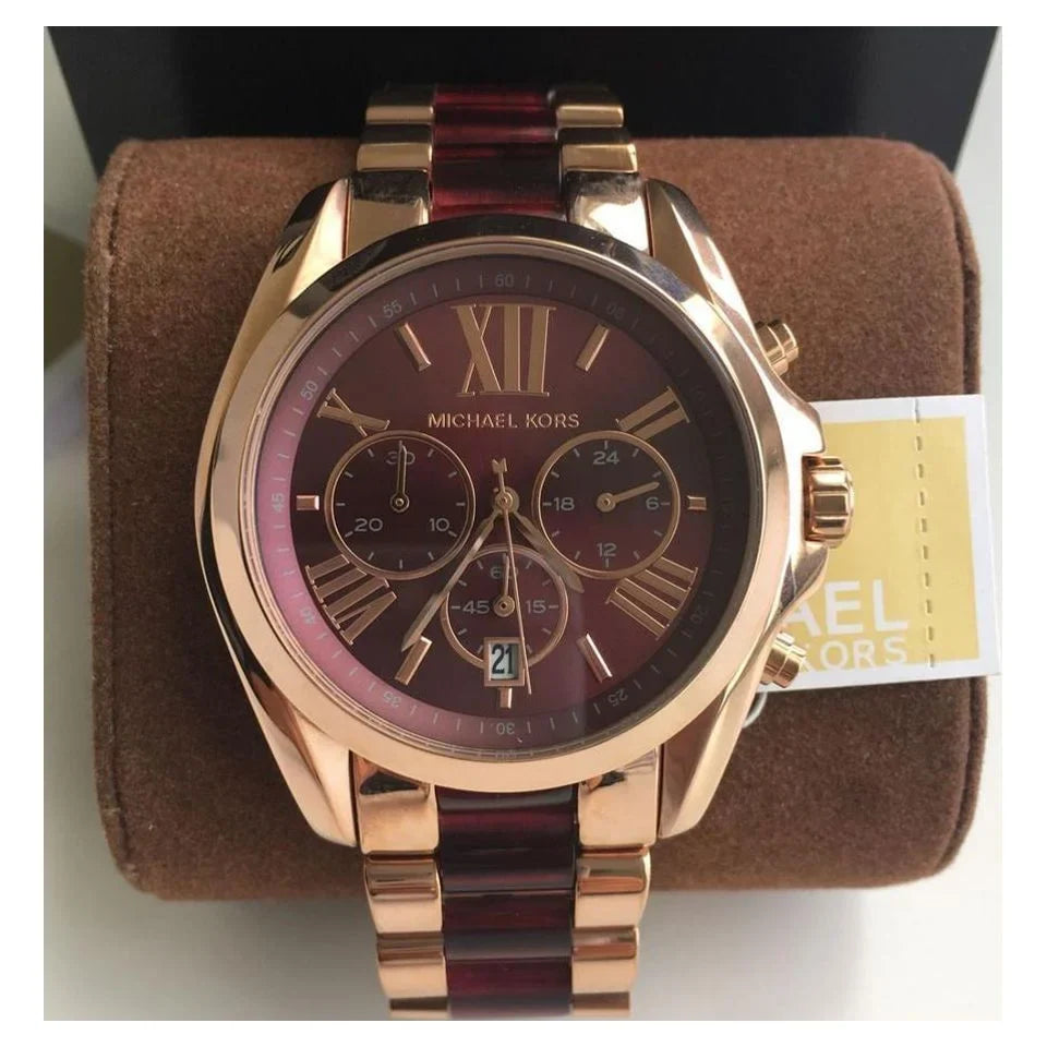 for Wrist Burgundy Red Michael Watch Women Kors Chronograph MK6270 Bradshaw
