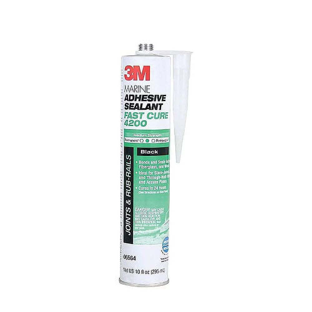 Cure 06564, Adhesive/Sealant 4200, 3M 1/10 Gallon Marine Black, Fast