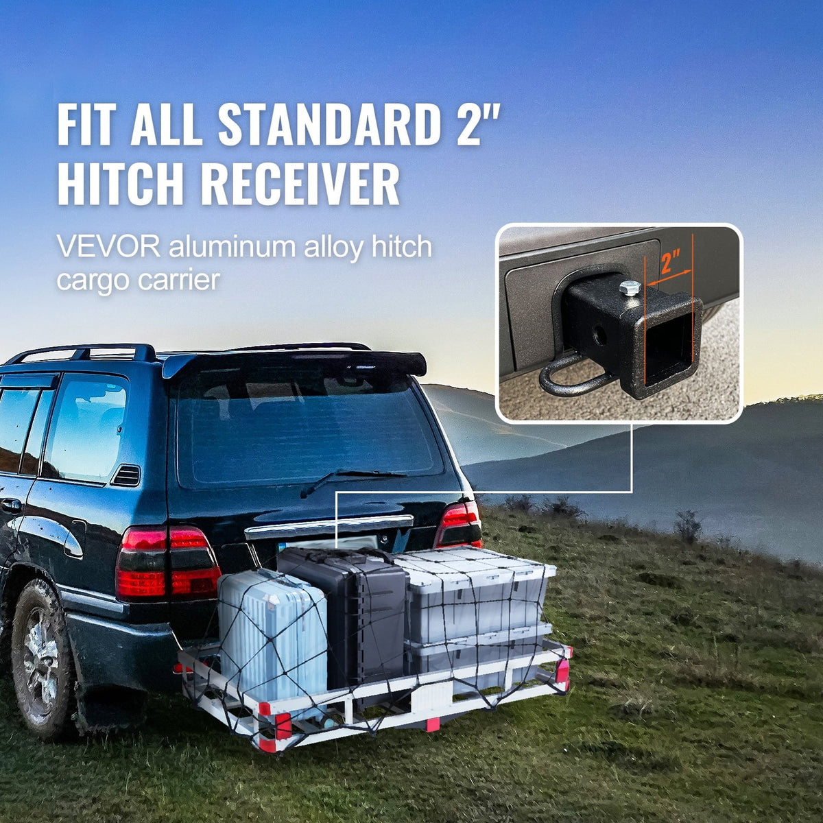 2" SKYSHALO Cargo 6 Hitch Carrier 20 500lb Receiver Mount 47 in x Aluminum x For