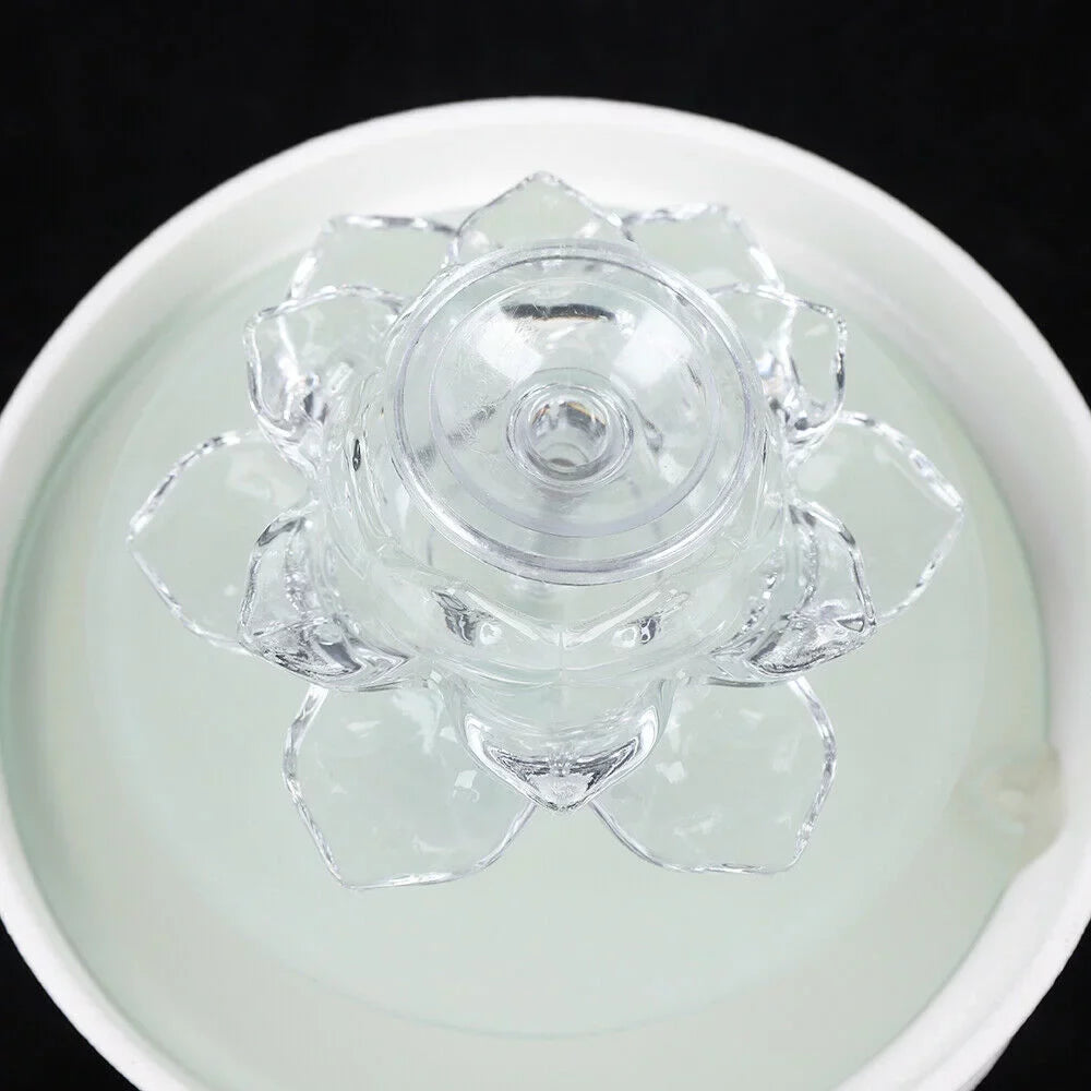 Lotus Fountain Waterfall White Fountain, Crystal Teahouse Fountain Office Tabletop Decor liquid Ornament Desktop liquid Desktop Flowing