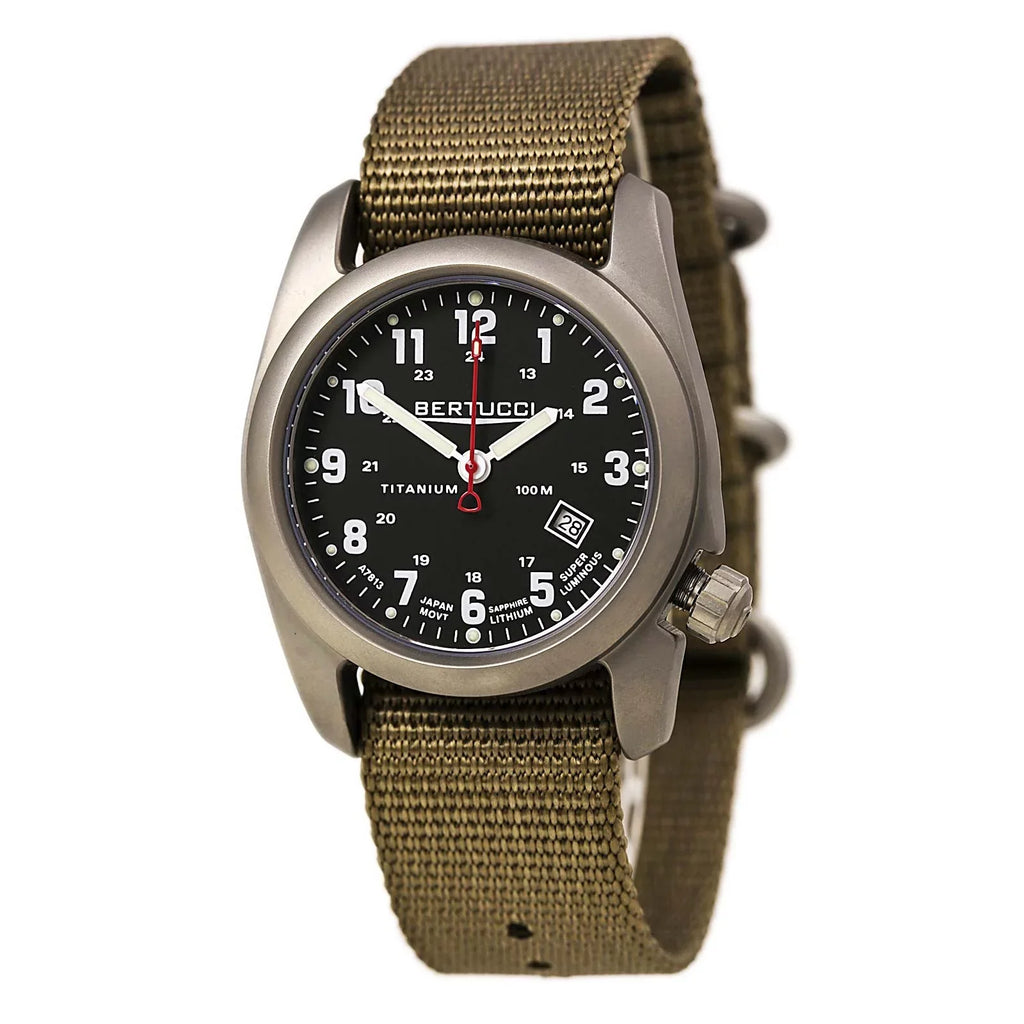 A-2T Analog Watch - - Beige - Dial Nylon Classic Mens 12724 Original Black Strap Titanium