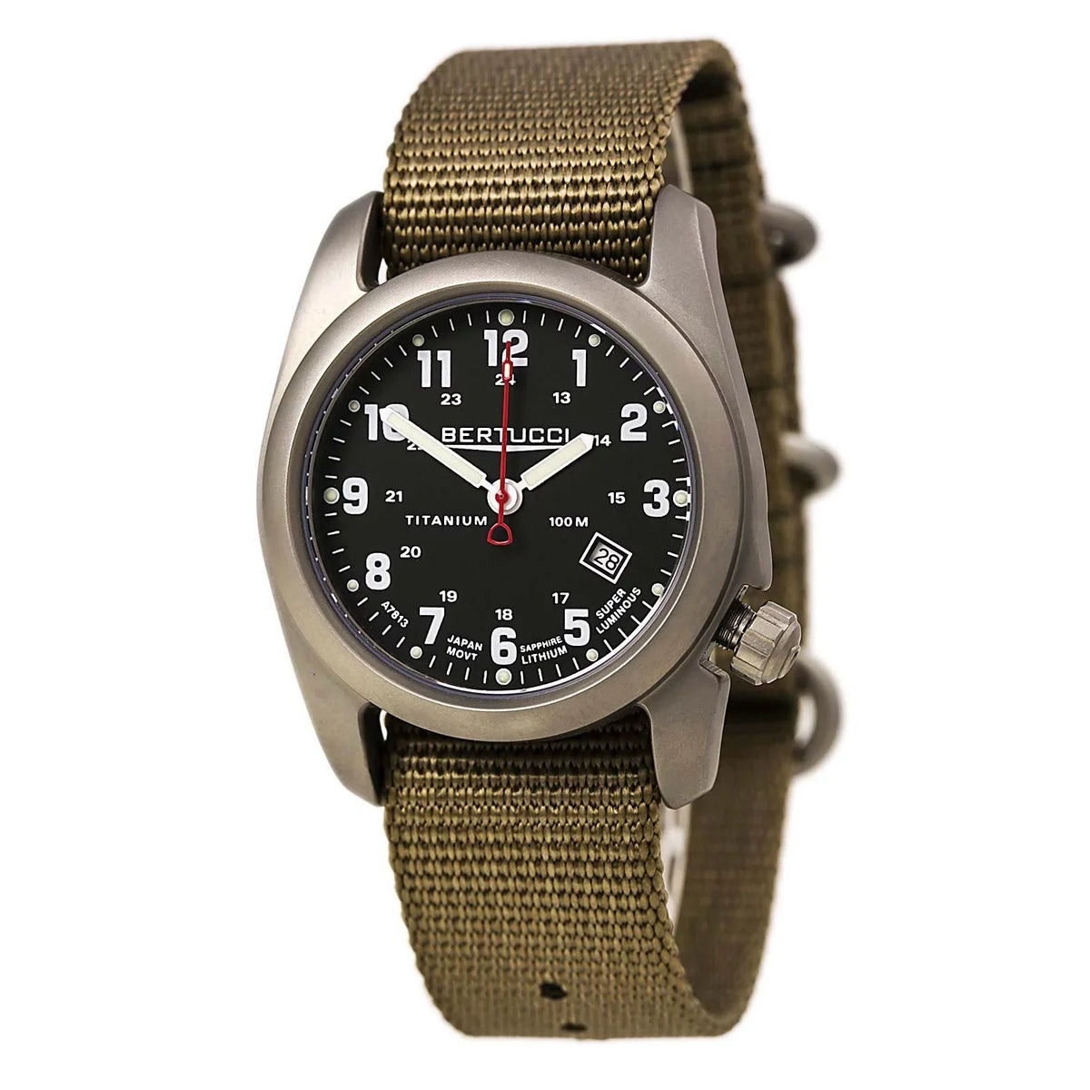 A-2T Analog Watch - - Beige - Dial Nylon Classic Mens 12724 Original Black Strap Titanium
