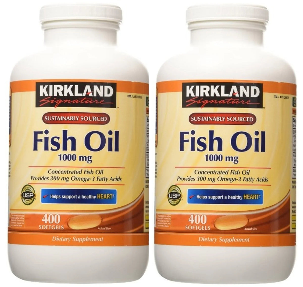 400 Oil Fish -2 1000mg Kirkland Signature Softgels Pack