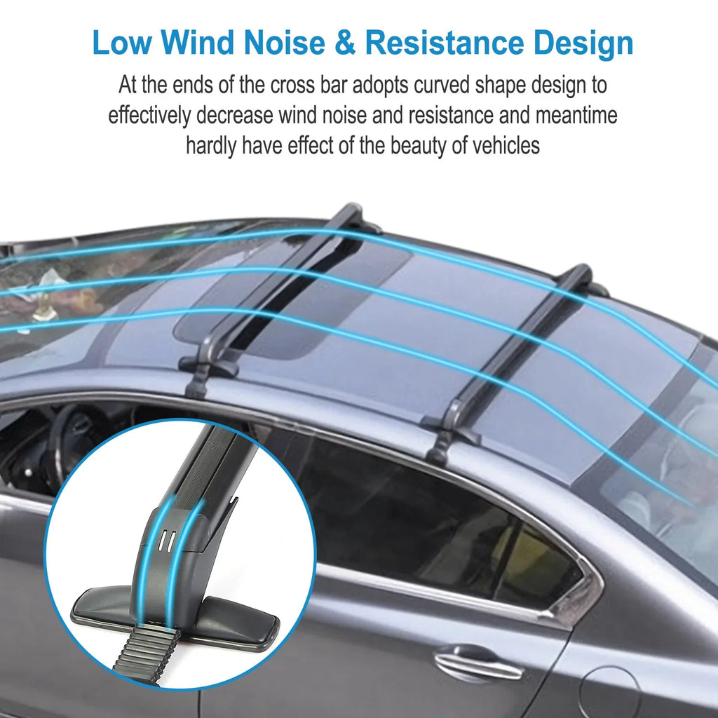 Roof for Luggage-2 Kayak Crossbar Anti-Theft Car Frame Universal 43in Rack Bike Pieces Lock Window Adjustable Cargo Cross with Bar, Hooks