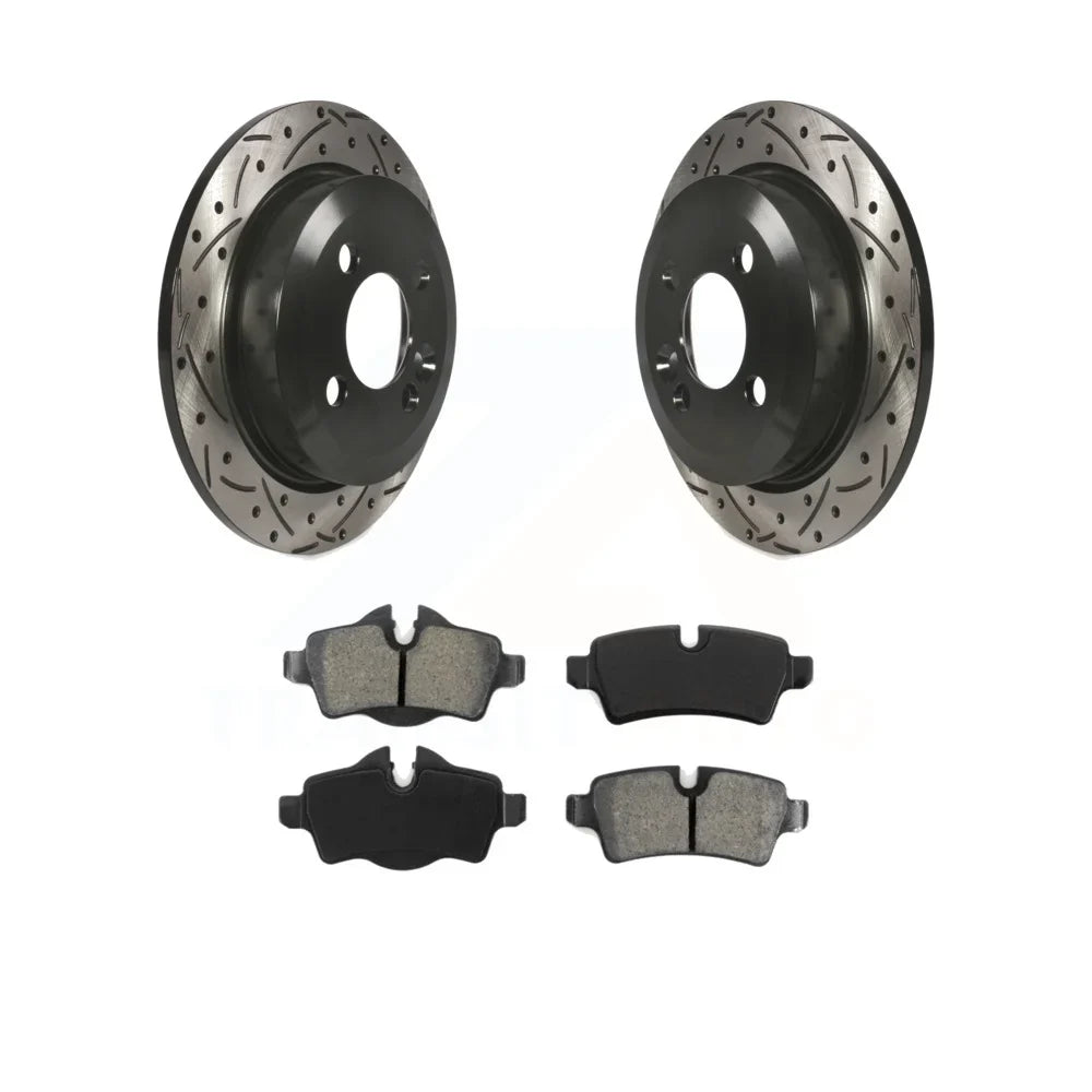 Cooper Disc KDS-100459 Coated Auto Kit Mini Drilled Pads Rear Rotors Brake And Semi-Metallic For Transit - Slotted