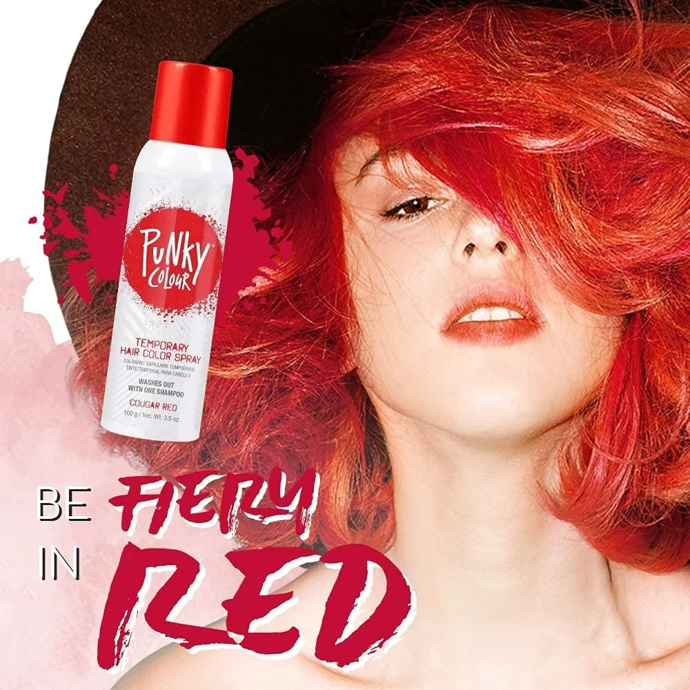 Hair Vivid Dye Instant Hair Temporary Color, Hair Spray, Cougar Spray-On oz, Punky Color Non-Damaging 1-Pack Red, 3.5