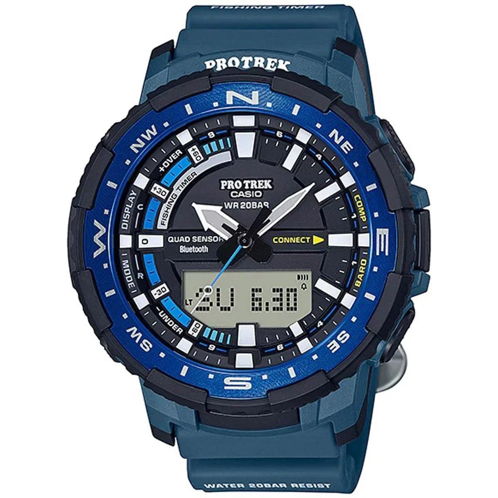 Men's Watch Pro Strap Blue Casio Trek Resin PRTB70-2 Ana-Digi