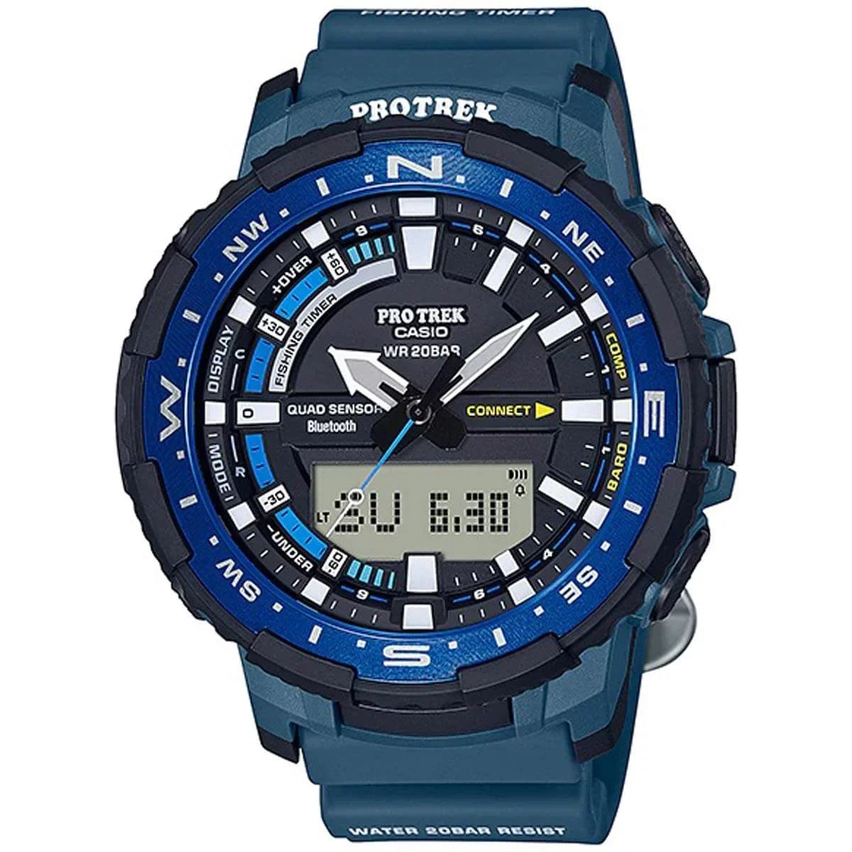 Men's Watch Pro Strap Blue Casio Trek Resin PRTB70-2 Ana-Digi