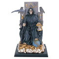 On Black Our Death Santa Lady Statue Of Muerte Seated Throne Scythe Holding