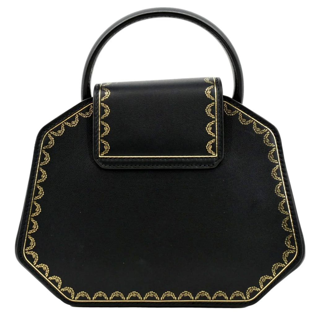 Mini Calfskin Pre-owned Top Guirlande Handle Leather Bag CARTIER Black Satchel