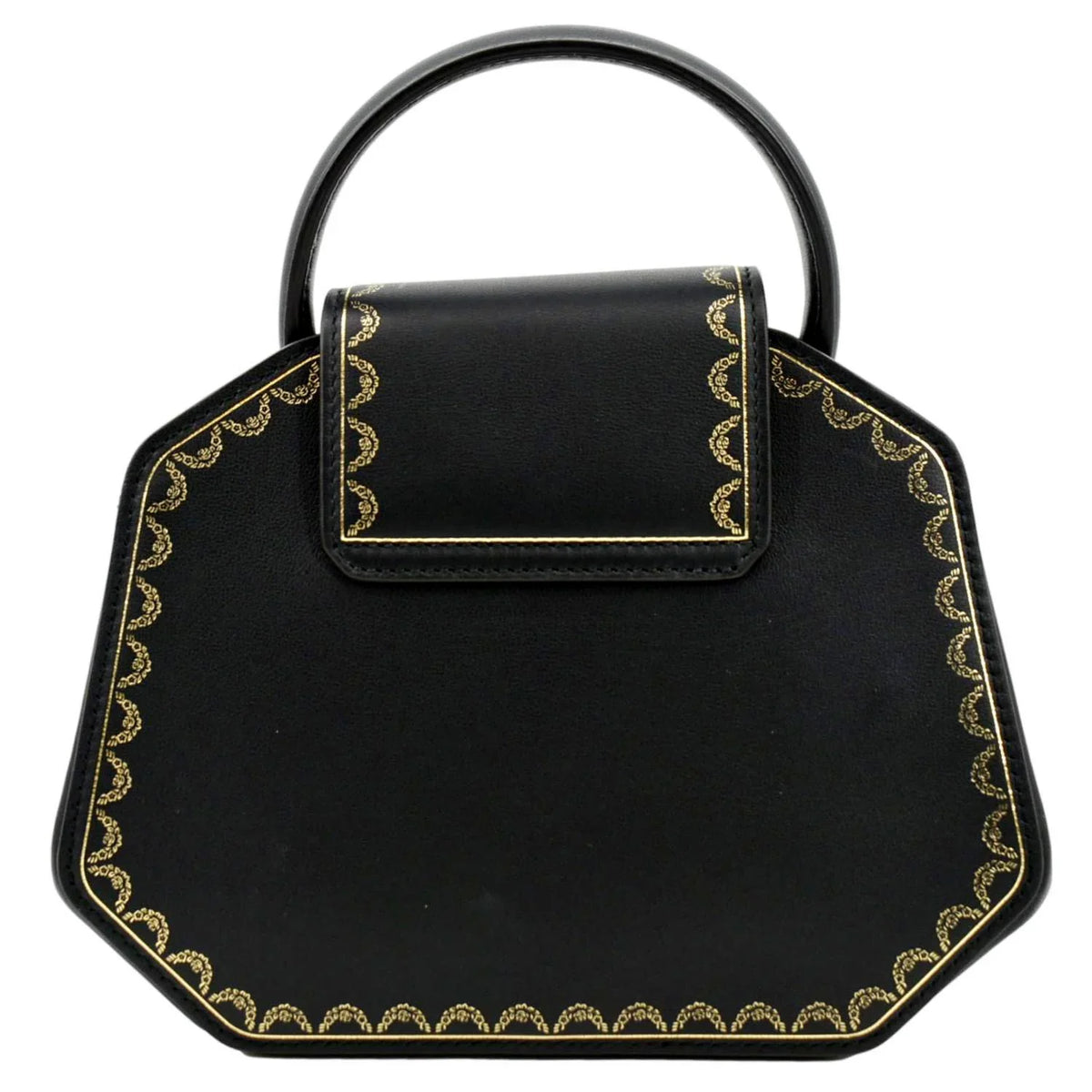 Mini Calfskin Pre-owned Top Guirlande Handle Leather Bag CARTIER Black Satchel