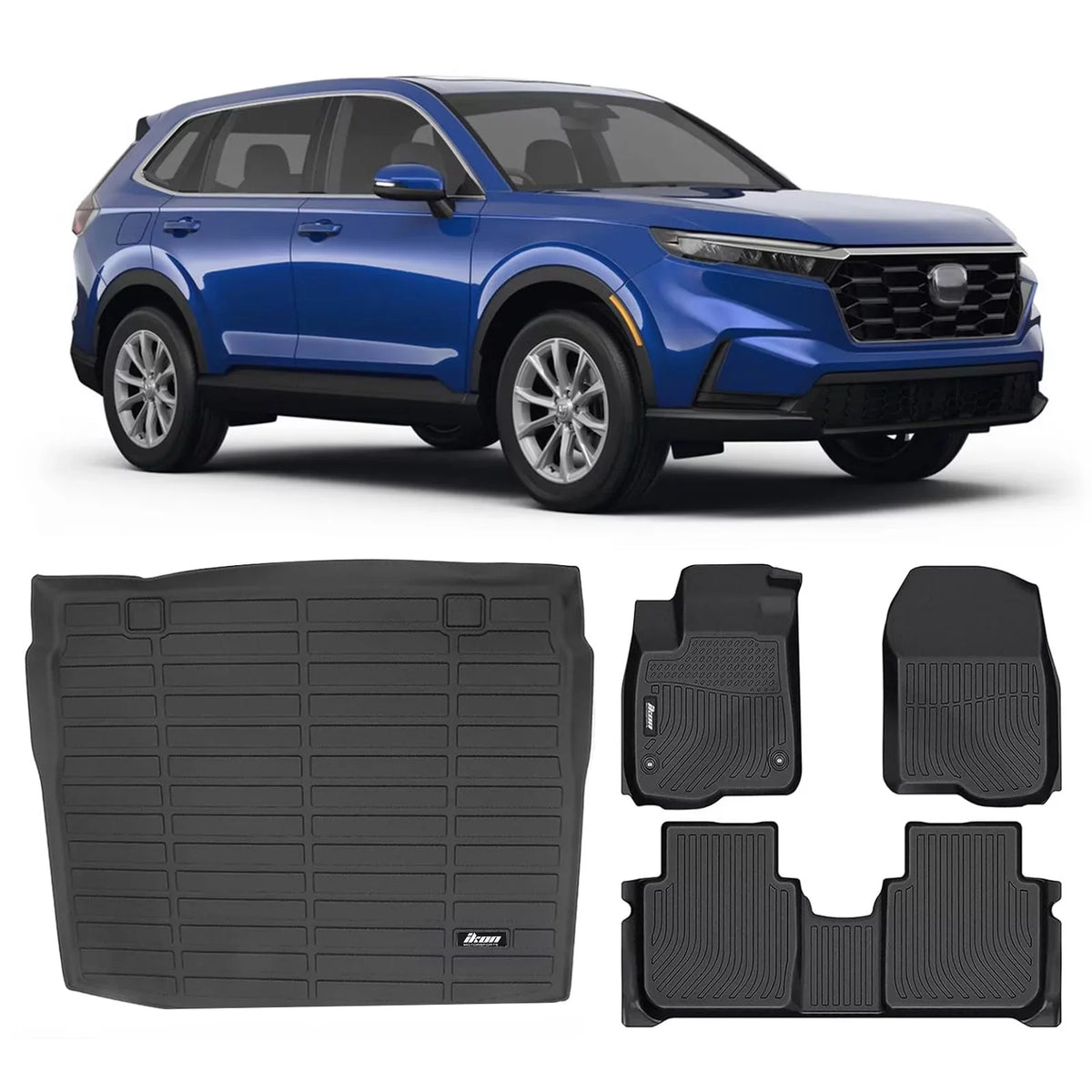 Cargo TPE Floor Cover CR-V, 1st Carpets Tray Mats & Black Ikon Molded 3D Pad Compatible Protector All Liner Motorsports 2023 2nd Honda Mat Front Protection climate Boot Trunk Row With Rear