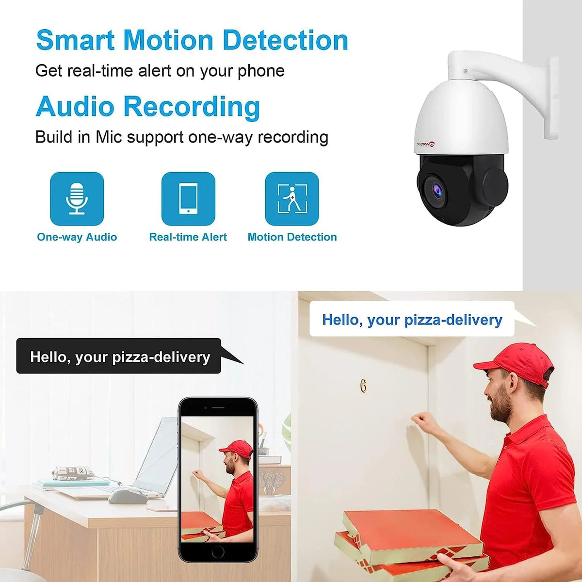 IP Detection, Waterproof Vehicle IP66 with Zoom, Pan 360°/Tilt Mic/Audio, Vision, PTZ 90°, IR PTZ Indoor 20X Camera Metal, Night Anpviz Security Person Surveillance Camera 6MP Optical IP exterior PoE