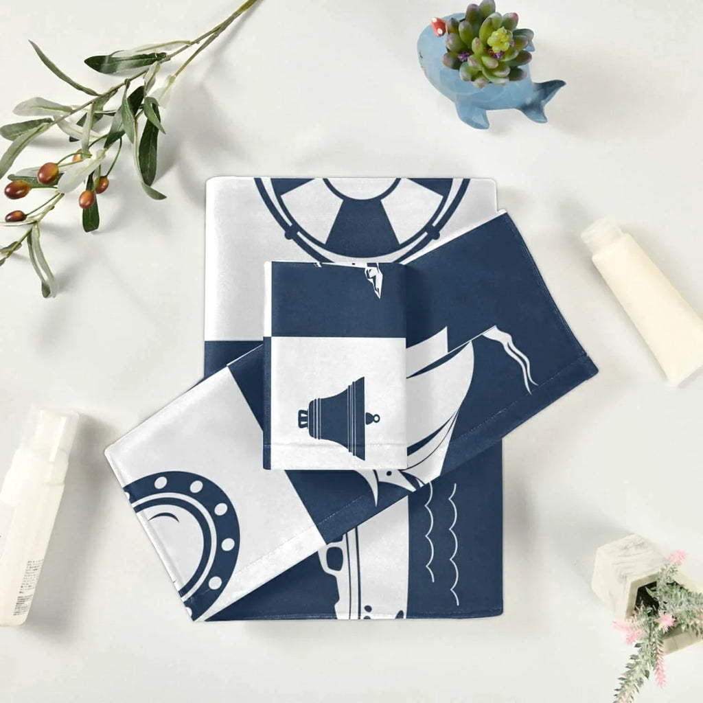 for Soft Cotton Sailing Anchor Decorative Towels Hand Piece 3 Absorbent Fingertip Dreamtimes Towel Bathroom Lighthouse Checked Bath Towels Sets Vessel