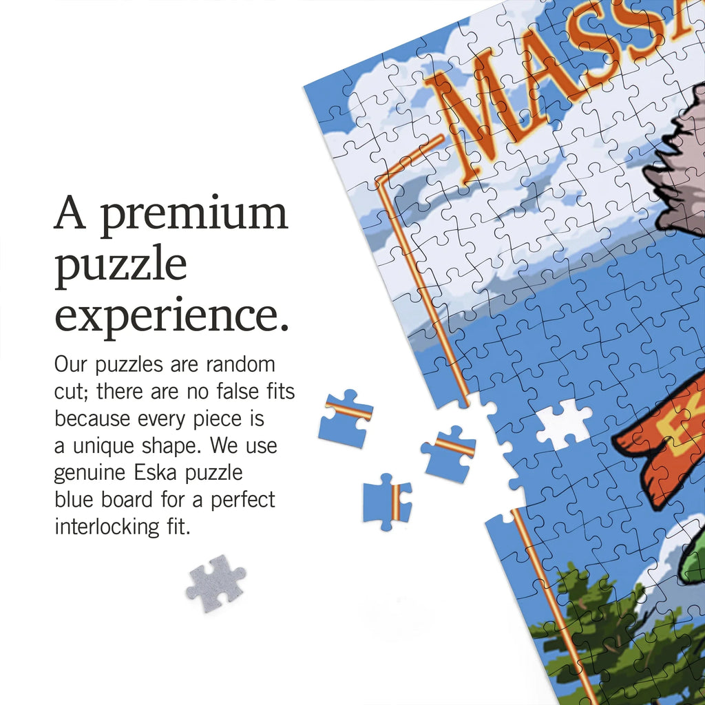1000 Massachusetts, Puzzle, Destinations Press Jigsaw Piece Lantern North Shore, Sign