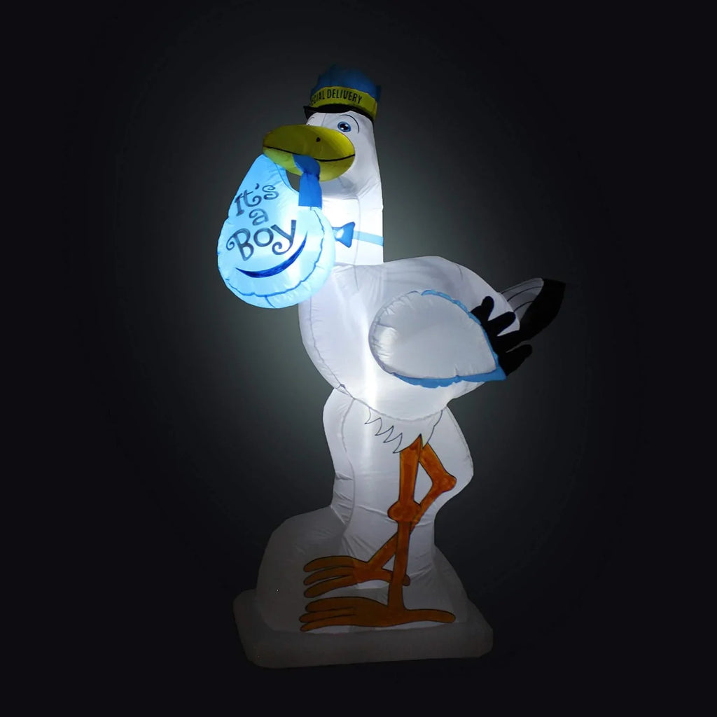 Blue Garden Boy For Announcement Indoor Party Home Lights Lighted Decoration Tall Celebration Foot Baby LED exterior Yard Baby Stork Lawn A Inflatable Prop Delivery Special 6 Shower It's Blowup