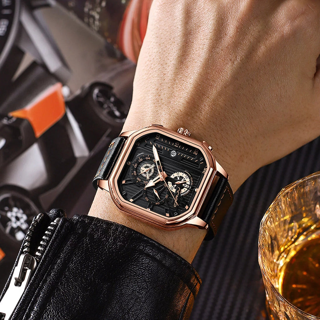 Date Leather Business Waterproof Luxury Quartz Men's Watch Luminous Chronograph