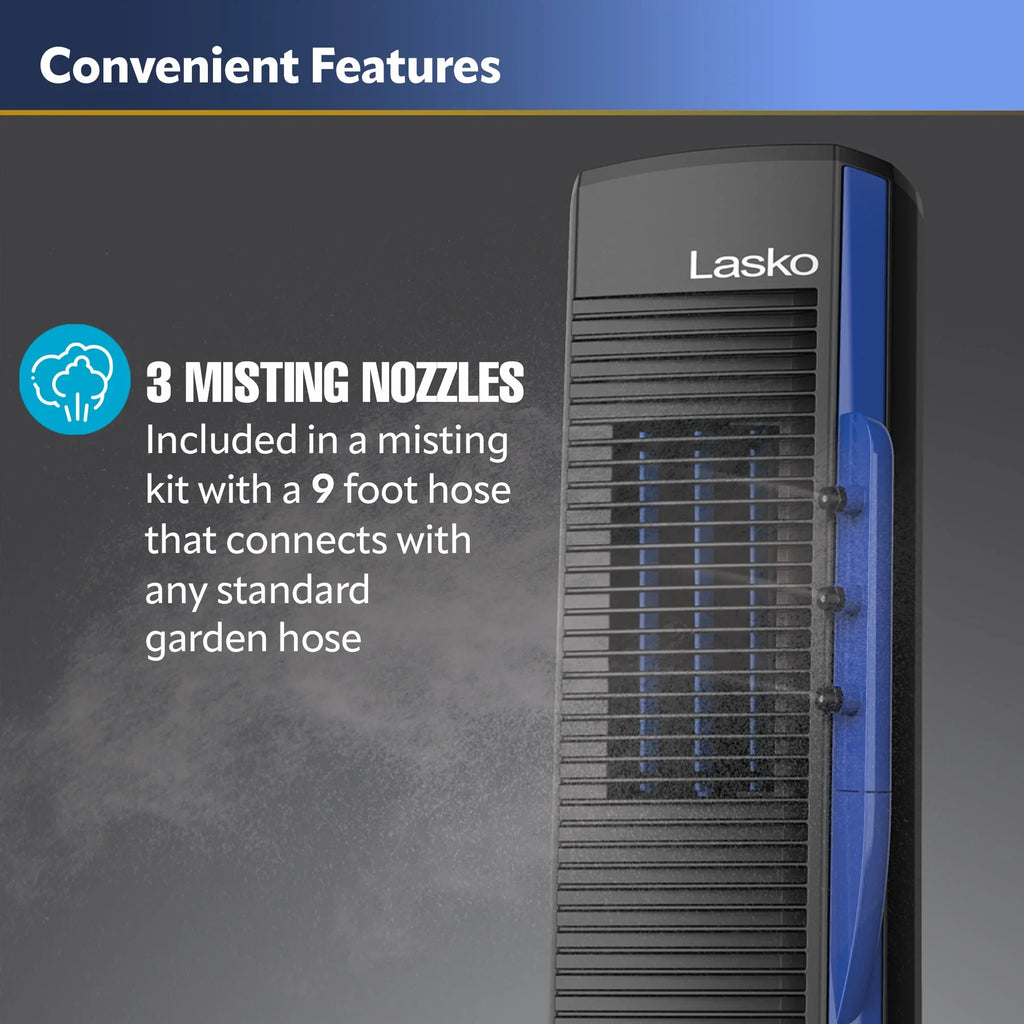 42” 4 Misto Speeds, Power Foot Black Misting 10 with Lasko Fan exterior YF300, Cord, Tower