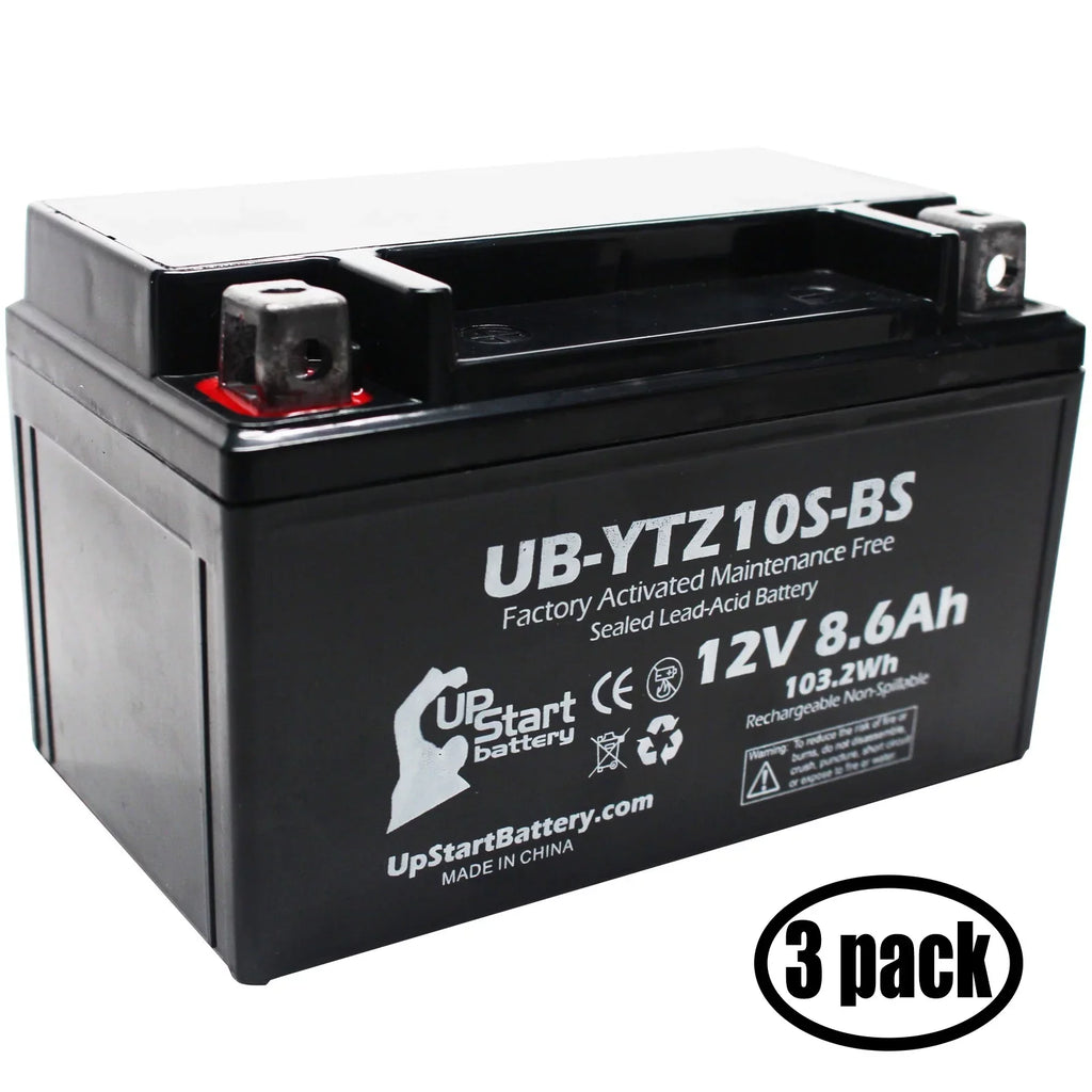 YZF-R1 2011 for 1000CC Replacement 3-Pack Activated, Motorcycle 8.6Ah, UB-YTZ10S-BS Free, 12V, Battery Factory - Maintenance UpStart Battery Yamaha