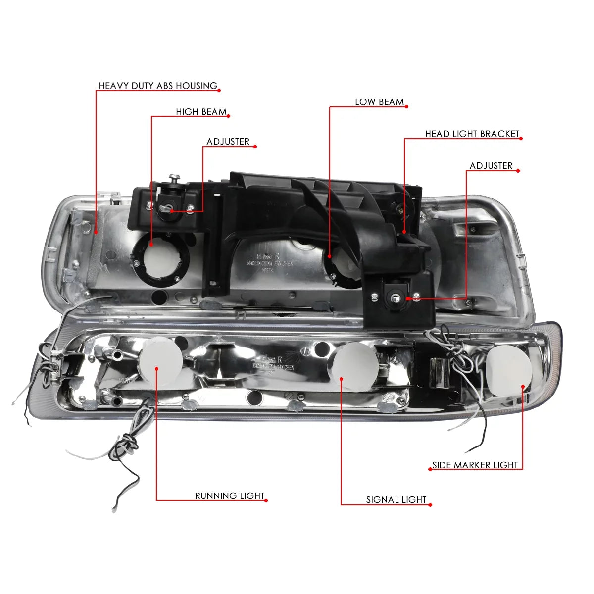 DRL 1999 to HL-LB-CSIL99-CH-CL1 2000 Motoring 2500 Truck LED Suburban Bumper to 03 04 Lamps Chrome/Clear DNA 1500 2002 05 01 Signal Fits Chevy Tahoe Silverado Headlight 2006