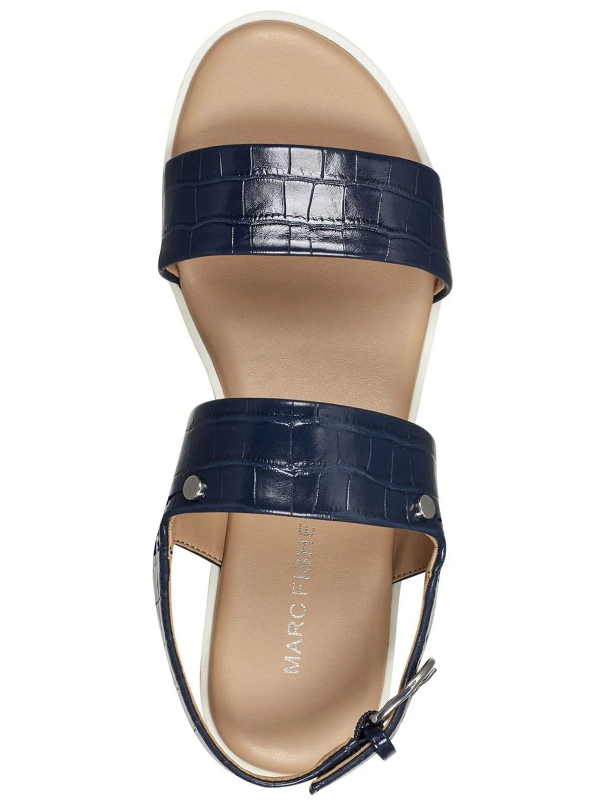Womens Platform MARC Wedge Sandals 8.5 Mixed 1" Shoes Media Toe Blue FISHER Almond Buckle M Demi Gordy