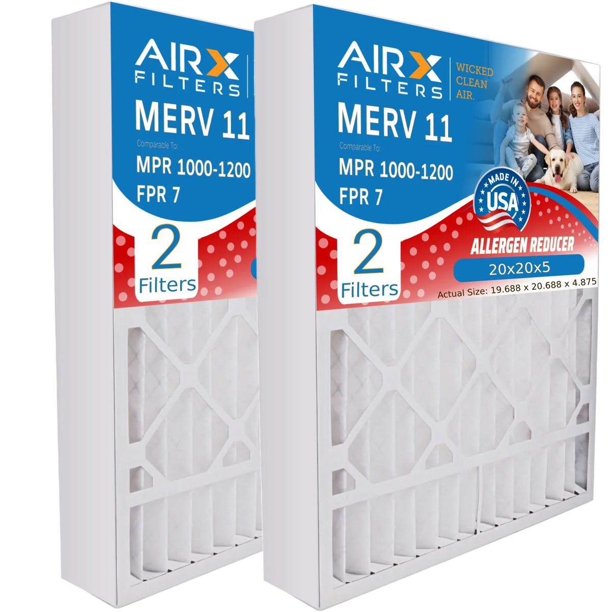 with FILTERS USA 1000, Filter Compatible MERV FPR Comparable AIRX MPR 20x20x5 1200 MPR Furnace by Premium Filter to CLEAN & 11 Air WICKED 20x20x5 7 000-0448-003 Pack AIR. Made 2 Skuttle