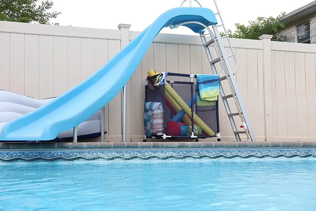 design x x Floats Storage Mesh Yours Floats, Toys, Height, Essentially Balls 25" Organizer H), Holder, Rolling Noodles Bin, Blue 28" Pool 563009 W Large, and L Kids Equipment (43"