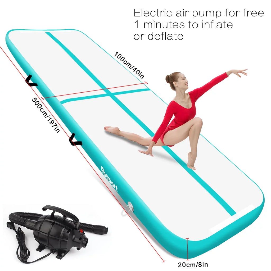 5M*1M*0.2M Air Electric Gymnastics for Practice airtrack Pump Tumbling,Parkour, Gymnastics, Track Home air mat Floor with Inflatable Fbsport Tumbling