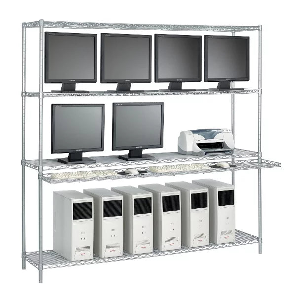 Deep x Cantilever Wide 42" Workstation 18" x 74" Shelf High with LAN 1