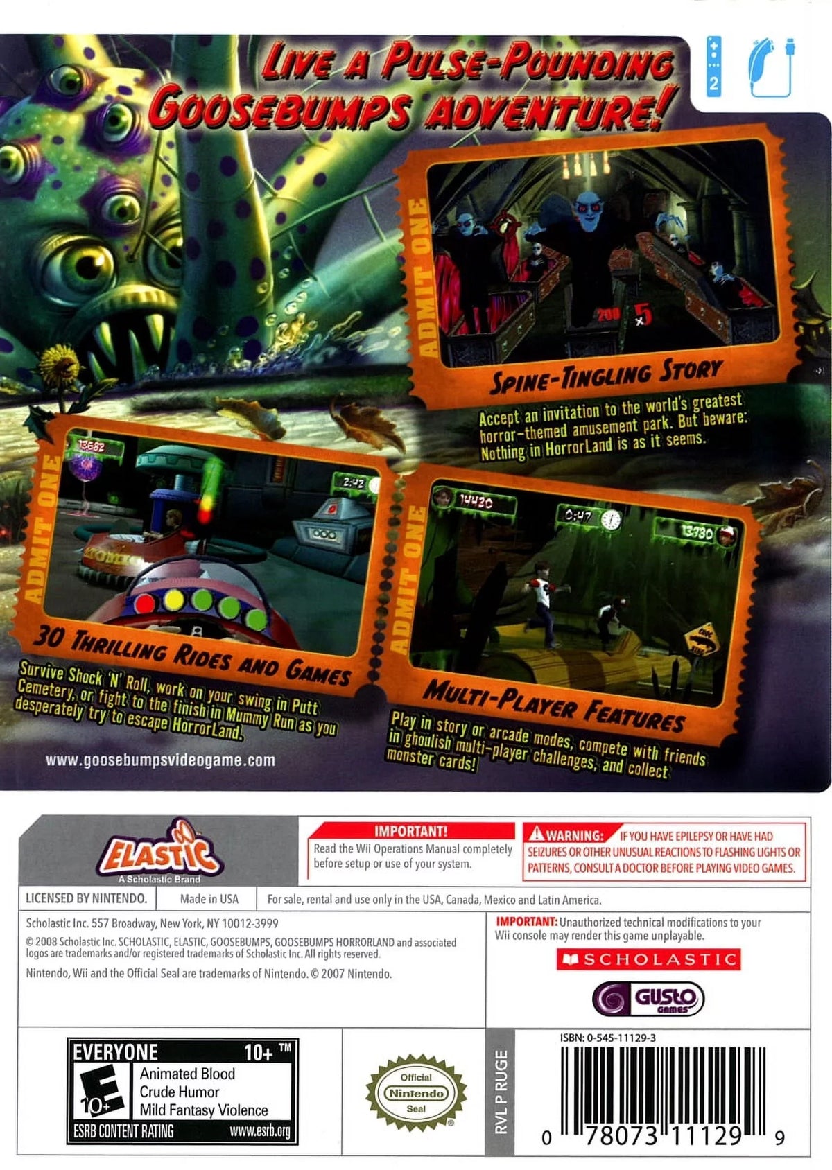 Horrorland Goosebumps Wii - Nintendo