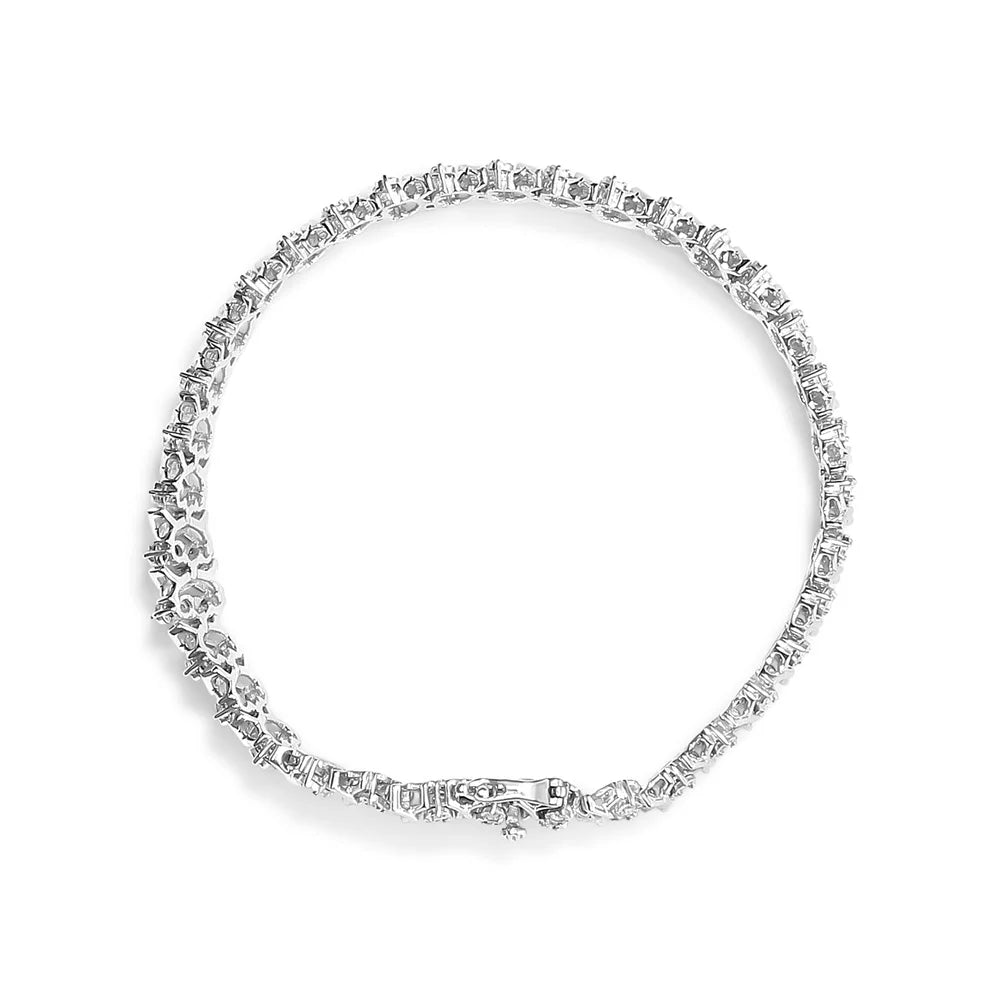 Clarity) (I-J Brilliance Inches Clasp cut 3 Row I2-I3 Link - Box Sterling Silver Set Diamond 7.25" 1.0 Haus Wave Cttw Womens Miracle Bracelet .925 Round of Color,